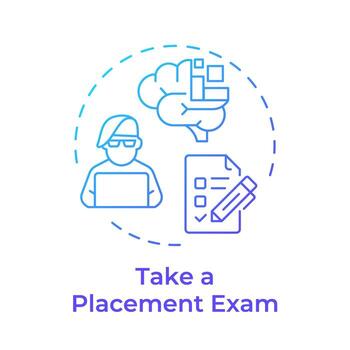 tomar un colocación examen azul degradado concepto icono. unión el militar. examen Lista de Verificación. redondo forma línea ilustración. resumen idea. gráfico diseño. fácil a utilizar en infografía, presentación vector