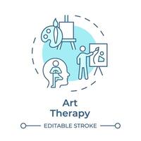 Art therapy soft blue concept icon. Artistic equipment, painting instruments. Round shape line illustration. Abstract idea. Graphic design. Easy to use in infographic, presentation vector