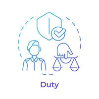 Soldiers duty blue gradient concept icon. Army philosophy, military leadership. Moral values. Round shape line illustration. Abstract idea. Graphic design. Easy to use in infographic, presentation vector