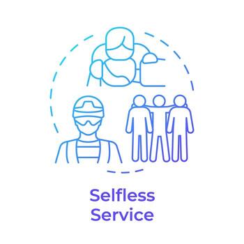 Selfless service blue gradient concept icon. Team members cooperation. Cpr training, first aid. Round shape line illustration. Abstract idea. Graphic design. Easy to use in infographic, presentation vector