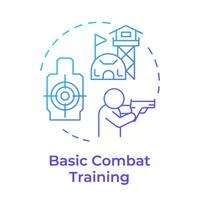 Basic combat training blue gradient concept icon. Military camp, army job. Shooting target body. Round shape line illustration. Abstract idea. Graphic design. Easy to use in infographic, presentation vector