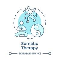 Somatic therapy soft blue concept icon. Mindfulness meditation, yin yang. Self expression. Round shape line illustration. Abstract idea. Graphic design. Easy to use in infographic, presentation vector