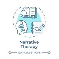 Narrative therapy soft blue concept icon. Spiritual healing, stories writing. Round shape line illustration. Abstract idea. Graphic design. Easy to use in infographic, presentation vector