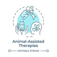 Animal-assisted therapies soft blue concept icon. Pet therapy, emotional support. Round shape line illustration. Abstract idea. Graphic design. Easy to use in infographic, presentation vector