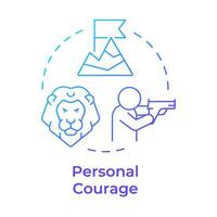 Personal courage blue gradient concept icon. Combat training, resilience. Army values, duty. Round shape line illustration. Abstract idea. Graphic design. Easy to use in infographic, presentation vector