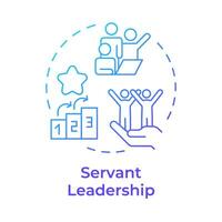 Servant leadership blue gradient concept icon. Progress steps, partnership. Teamwork, guiding. Round shape line illustration. Abstract idea. Graphic design. Easy to use in infographic, presentation vector