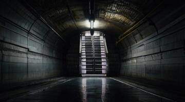 a long tunnel with a light at the end photo