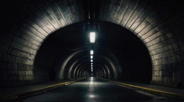 a long tunnel with a light at the end photo