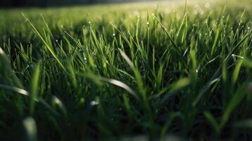 a close up of grass in the sun photo