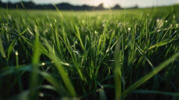 a close up of grass in the sun photo