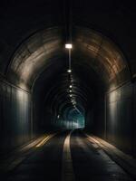 a long tunnel with a light at the end photo