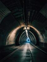 a long tunnel with a light at the end photo