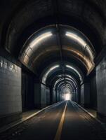 a long tunnel with a light at the end photo