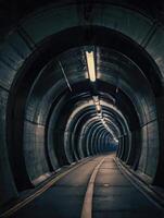 a long tunnel with a light at the end photo