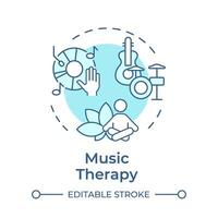 Music therapy soft blue concept icon. Self creative expression. Record player. Round shape line illustration. Abstract idea. Graphic design. Easy to use in infographic, presentation vector