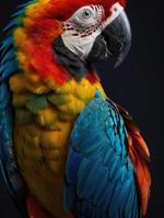 a close up of a colorful parrot photo