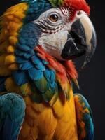 a close up of a colorful parrot photo
