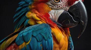 a close up of a colorful parrot photo