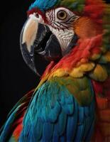 a close up of a colorful parrot photo