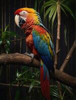 Macaw parrots are sitting on a branch photo