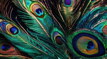 Close-up peacock feathers photo
