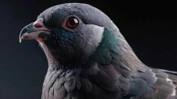 a close up of a pigeon photo