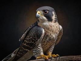 a close up of a peregrine falcon on a black background photo
