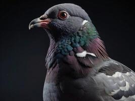a close up of a pigeon photo