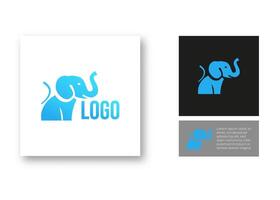 logo template, elephant logo design in blue using negative space style vector