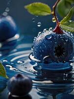 blueberries with water droplets on them photo
