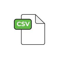 Filename extension icon CSV Comma-Separated Values in flat style. Quick and easy recolorable shape. vector