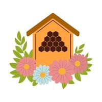 A beehive in the form of a house. A house for honey bees with combs. A beehive isolate. vector