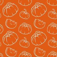Pumpkin seamless pattern. Stylized vegetable. Flat background design. Repeating print for fabric, wrapping paper, textile. Halloween design. Harvest festival vector