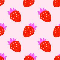 Seamless pattern with red pink strawberries on a beige background. Girly background. Repeating print for fabric, wrapping paper, textile vector