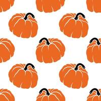 Pumpkin seamless pattern. Stylized vegetable. Flat background design. Repeating print for fabric, wrapping paper, textile. Halloween design. Harvest festival vector
