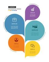 Infographics speech bubbles timeline with 5 number data template. Illustration abstract background. vector