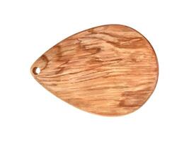 Wooden chopping board in the shape of drop. Kitchen utensils with hook hole. Serving plank. Wood texture. Top view. Watercolor illustration. Object for cooking design. Copy space for text vector