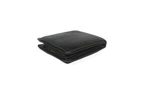 isolated black leather texture wallet with white background. Isolated background. Male purse photo