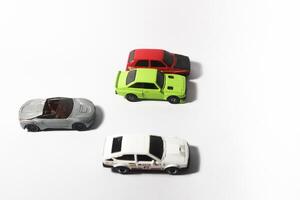 Lampung, Indonesia - 1st July 2024, group of hotwheels car toy on isolated white background photo