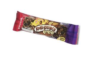 Lampung, Indonesia - 1st July 2024 Koko Crunch snack packaging is shaped like a chocolate bar New product innovation photo