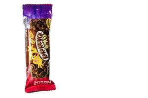 Lampung, Indonesia - 1st July 2024 Koko Crunch snack packaging is shaped like a chocolate bar New product innovation photo