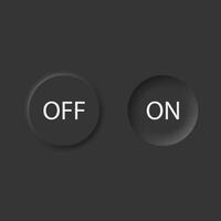 Volumetric round buttons in neomorphism style. Minimalist black Switch Button in Trendy modern and elegant. Smooth, soft 3D user interface For website or apps design vector