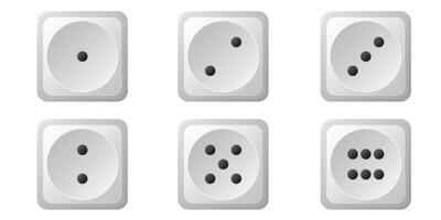 White dice with black dots set. Collection of dice sides with numbers. Game, casino and gambling. Graphic elements for website and creation of entertaining board games. illustration vector