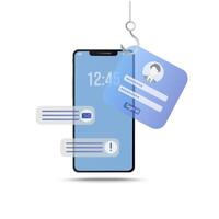 Hacker attack, fraud investigation, mobile device scam, internet phishing attack on smartphone concept. Stealing privacy account and password vector