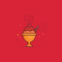 cream with chocolate ice cream on a red background vector