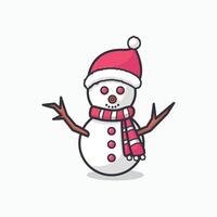 snowman with hat and scarf white frozen in happy new year vector