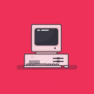 mini desktop vintage illustration concept