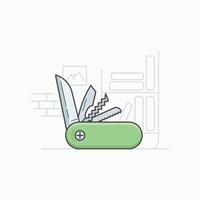 knife green object cutting paper vector
