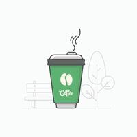 can with symbol coffee cup green in the park background vector