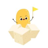 Soybean . Soybean character design. Soybean and tofu . Yellow flag . vector